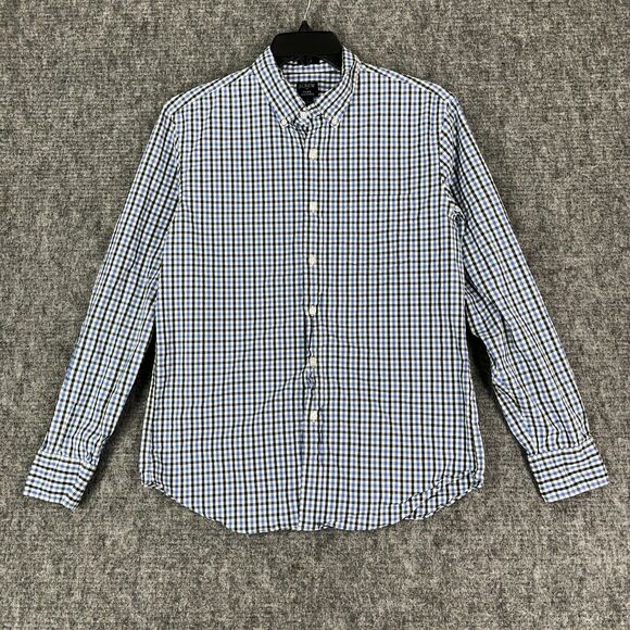 J. Crew Men's Large Check Poplin‎ Slim Flex Shirt - Preppy Style - Picture 1 of 11